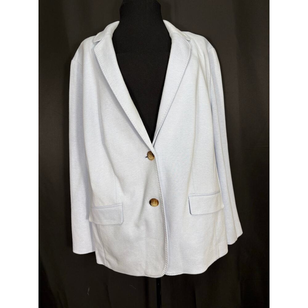 Talbots  Classics Plus Aberdeen Blue Blazer 22W NWT Ponte Knit Double Button
